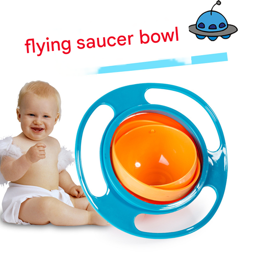 Upgraded Universal Gyro Bowl 360° Rotating Balance Bowl for Kids Gyroscope Flying Saucer Baby Feeding Bowl Anti-Spill Self Feeding Tableware