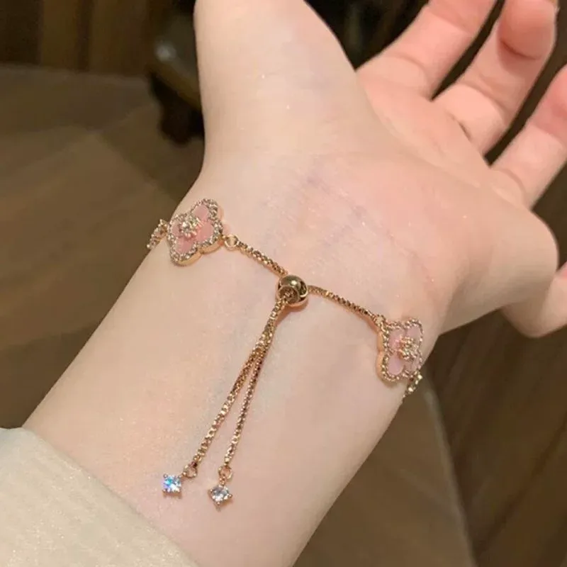 2025 Premium Spring Blossom Vow Pink Floral Bracelet | Noble Chic Niche Design | Versatile Luxury Accessory for Autumn-Winter