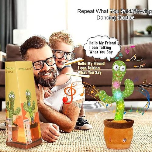Dancing Cactus Toys Mimicking Toy with LED English Sing Musical Interactive Gift for Kids Room Party Decoration Cute excellent gift for Christmas and New Year
