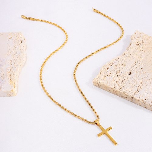 Men's Stainless Steel Cross Pendant Necklace, Fashion Jewelry for Party, Daily Clothing Decor, Trendy All-match & Exquisite Jewelry for Birthday Gift, Exquisite Chain Jewelry
