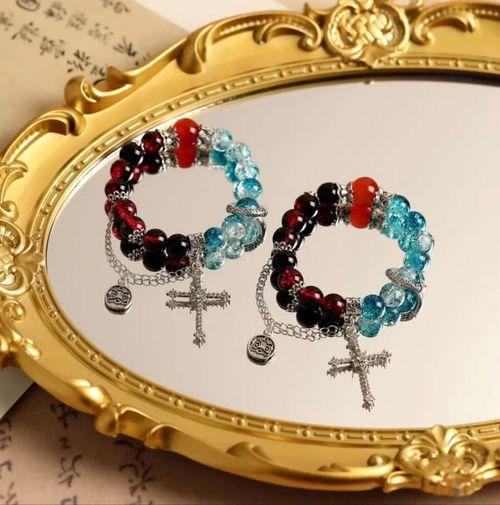 Red Blue Aura Quartz Bracelet - Unisex African Energy Stone for Wealth & Protection, Gradient Healing Wrist Gift