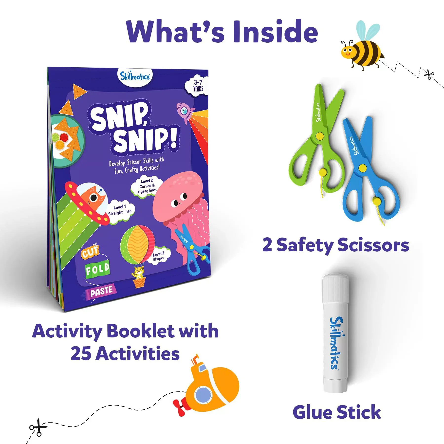 Snip, Snip - Art & Craft Activity, Practice Scissor Skills, Craft Kits, Gifts for Toddlers, Girls & Boys Ages 3 to 7 paper crafts