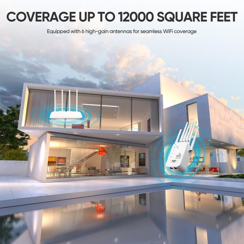 WiFi Extender 2026 6-Antenna Strong Signal, 1200Mbps Dual Band (2.4GHz) Booster, Wide Signal Coverage,Wireless Remote Amplifier, Ideal for Home Studios, Remote Workspaces, computer