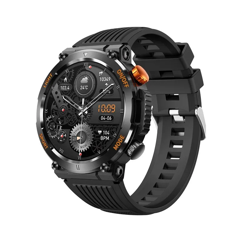 HT17 Smart Watch - Outdoor Sports Round Watch with Heart Rate & Blood Oxygen Monitor, Bluetooth Calling, IP68 Waterproof Shockproof Dustproof for Fitness Enthusiasts