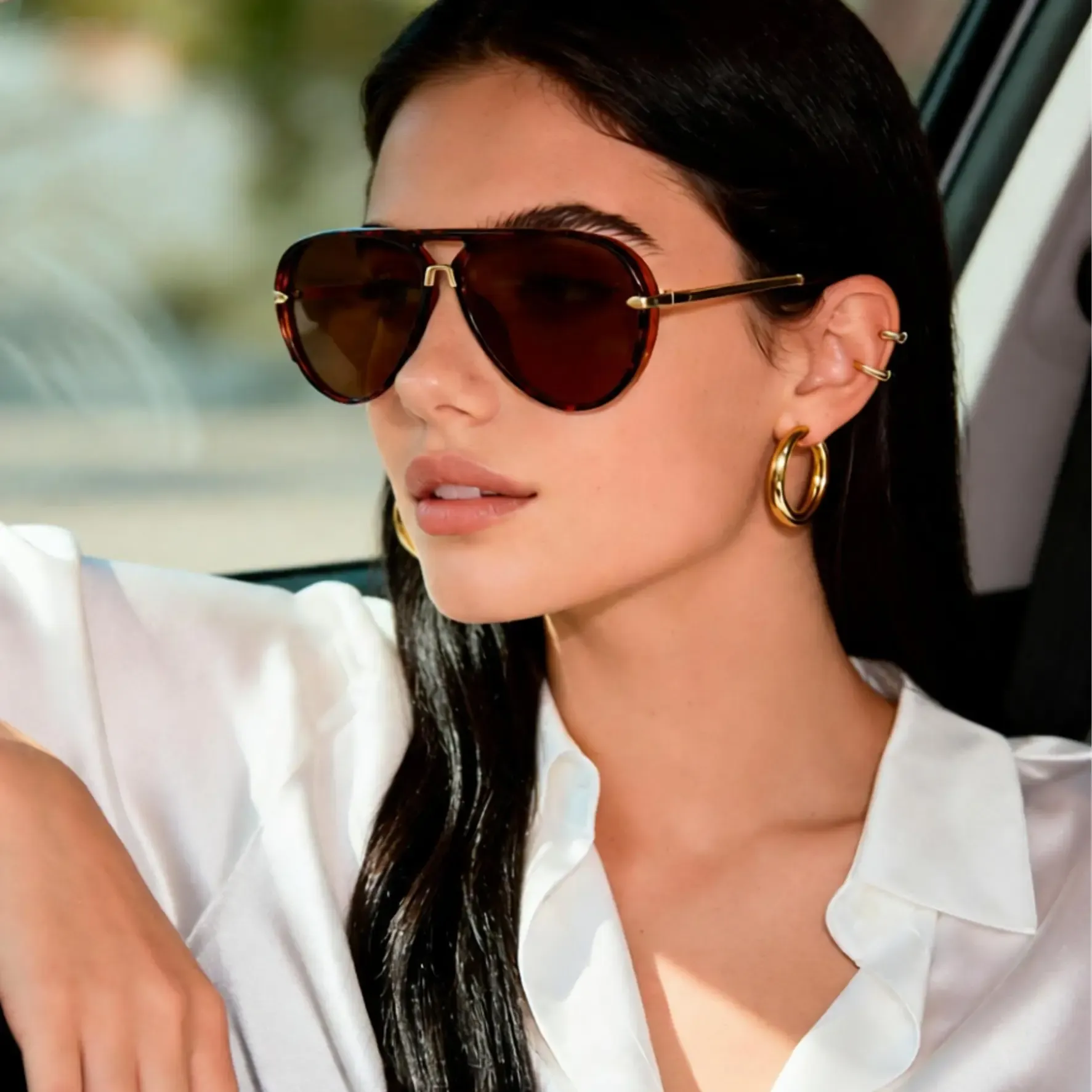 Aviation Sunglasses Women Brand Designer Pilot Sun Glasses Uv400 Simple Fashion Suitable Shades Gold Trim Black Frame Unisex