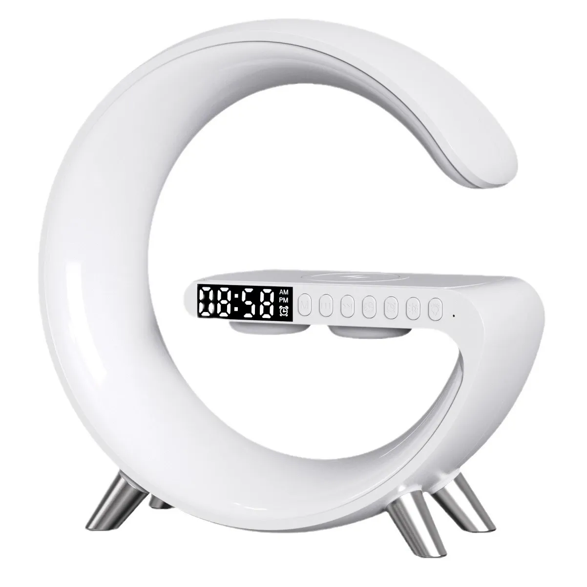 Hot Sale Big G Style Bluetooth Speaker N69 | RGB Colorful Light Strip Alarm Clock | Desktop Multifunctional Wireless Charger with USB Port