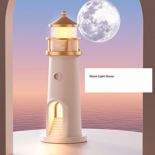 Wireless Portable Moon Lighthouse Lamp with Remote Control, Moon Light Galaxy Projector Rechargeable LED Aesthetic Table Lamp for Kids, Children