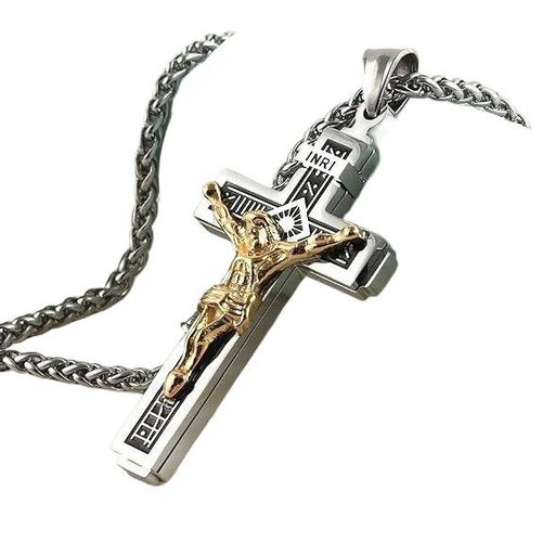 Men's Minimalist Faith Cross Necklace - Stainless Steel with Inscriptions, Durable Fashion Accessory | Halo Accessories