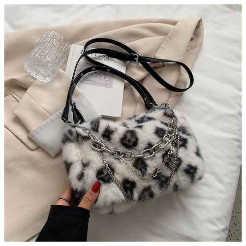 Ladies' elegant and casual plush material Boston bag, fashionable and easy to match for daily use, chain decoration shoulder bag, crossbody bag