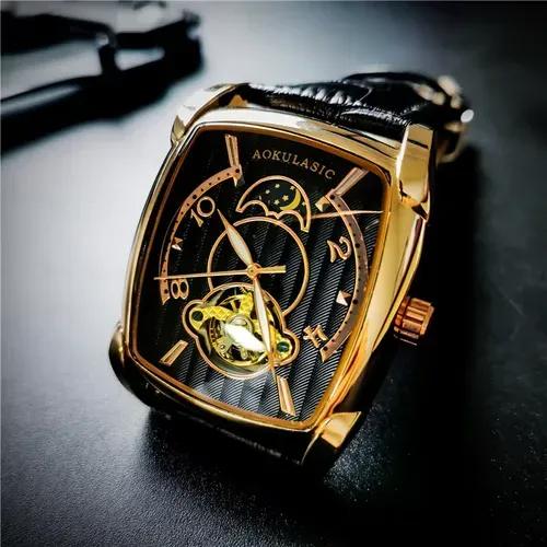 Men's Business Fashion Mechanical Watch, Fashion Waterproof Watch for Party, Daily Clothing Decor, Trendy All-match & Exquisite Watch for Birthday Gift with Box