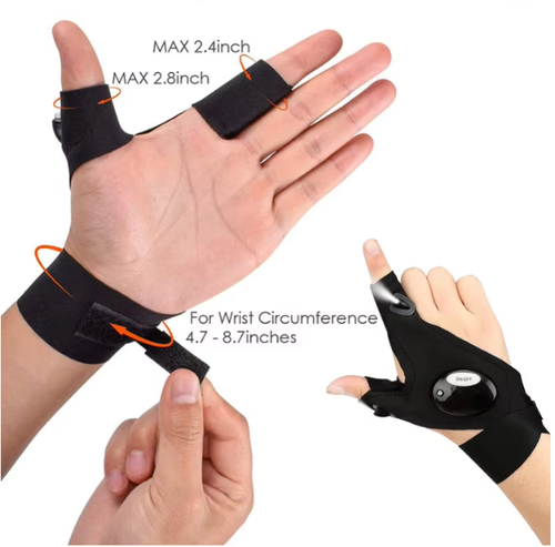 LED Fishing Gloves Pure Cotton Half Finger Waterproof & Breathable for Night Fishing