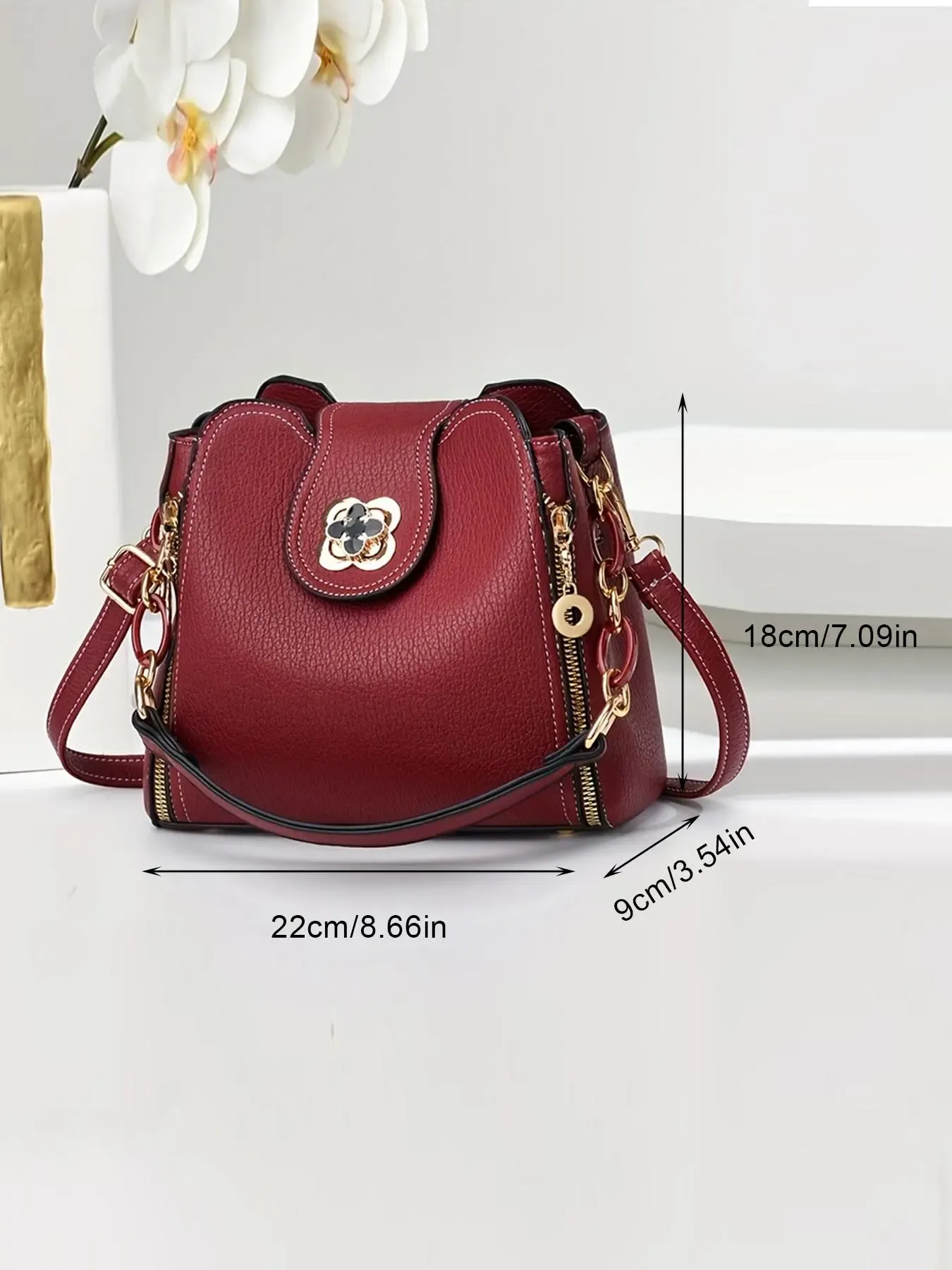 Women's Fashionable Solid Color Shoulder Bag, 2026 New Style Trendy Versatile Buckle Decorated Shoulder Bag, Casual Trendy Versatile Daily Affordable Luxury Bag