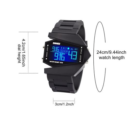 Airplane Watch 7Colors LED Light Waterproof Alarm Calendar