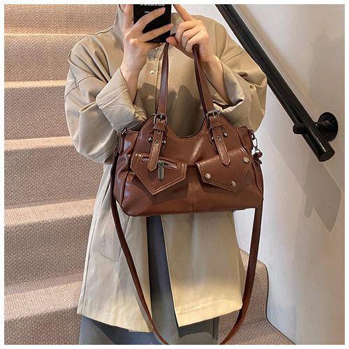 Women's Elegant Grommet Eyelet Design Tote Bag, Fashionable Large Capacity Shoulder Bag, Casual Versatile Crossbody Bag for Daily Outings, Short Outings