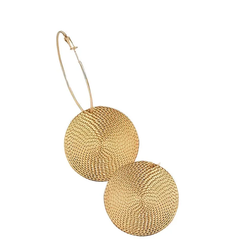 Exaggerated Electroplated Hoop Earrings, Vintage-Style Disc Collar Earrings