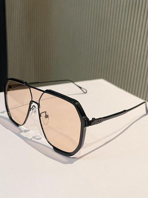 Flat Top Frame Sunglasses for Women, Stylish Aviator Sunglasses for Men, Chic Travel Essentials, Driving & Travel Sunglasses, Trendy Vintage Sunglasses