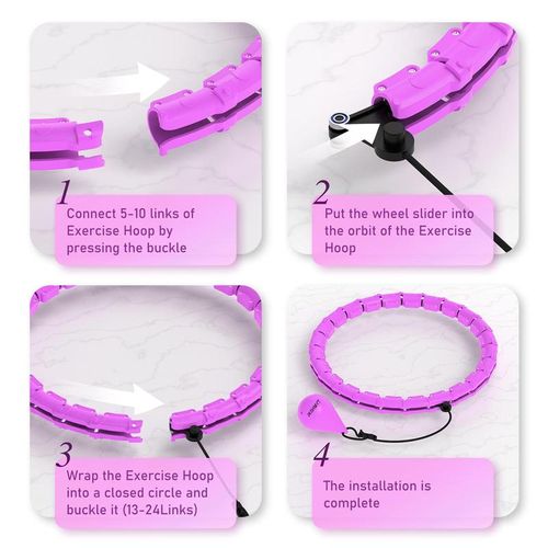 Weighted Hula Circle for Adults, Infinity Hoop Fit Plus Size 47 Inch 120cm, Include 24 Detachable Links and Waist Trainer for Women, Home Workout Equipment, Exercise Equipment, Home Training Equipment