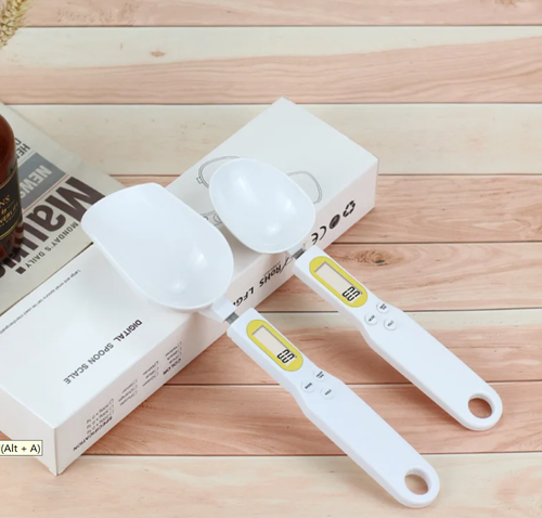 Electronic Measuring Scoop Scale - Kitchen Food Gram Scale, Portable Mini Digital Spoon Scale in White