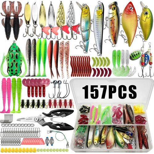 Artificial Fishing Lure Kit, 375pcs Fishing Lure Set, Fishing Gear Set, Fishing Accessories Including Spoon Lures, Soft Plastic Worms, Crankbait Jigs, Fishing Hooks