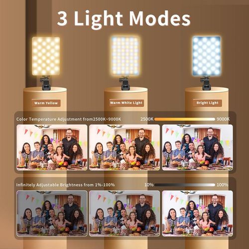 Portable Selfie Light, LED Portable Bi-color Fill Light, USB Rechargeable Clip-on Light for Video, Selfie Panel Light