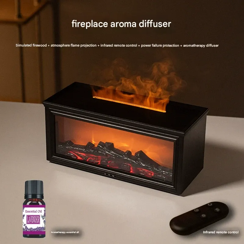New 3D Simulated Fireplace Flame Aromatherapy Diffuser | Remote Control Desktop Humidifier | Perfect Gift for Home Decor & Wellness Lovers