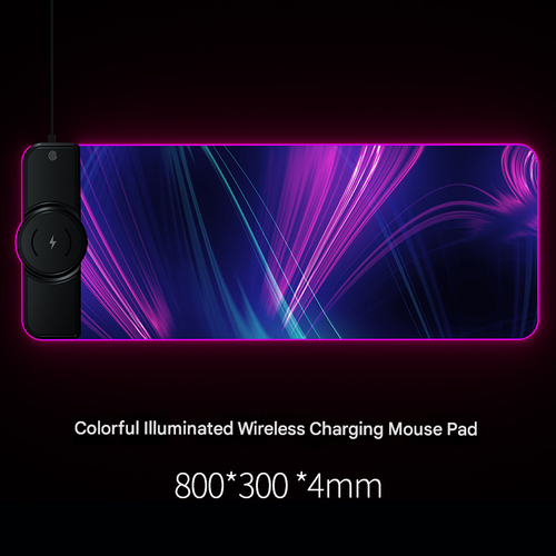 RGB Gaming Mouse Pad with Wired Charging - 15W Fast Charging for Phones & Electronics, Soft Pad with LED Light, Patterned Design, Ideal for Gaming & Office