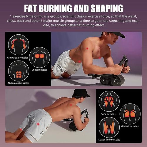 Elbow-Support Plank Abdominal Wheel - Automatic Rebound Ab Roller, Fat Burning Belly Slimming Tool, Home Gym Fitness Equipment for Abs Training & Core Workouts