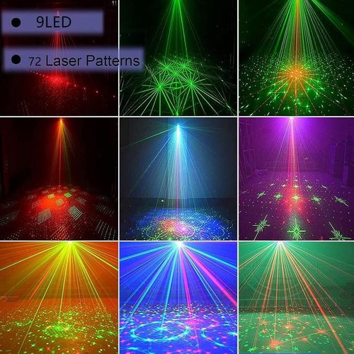 Disco Party Light DJ Laser Projector Light RGB Disco Light Red and Green Pattern Light Strobe Light for Home Room Dance Party Birthday Karaoke Halloween Christmas Wedding Show Club Decoration Laser Projector
