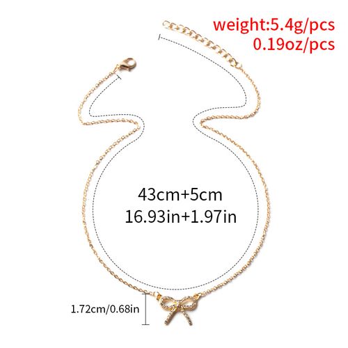 Rhinestone Bow Decor Chain Necklace, Clavicle Chain Matching Necklace for Gift, Elegant All-match Fashion Women Jewelry Accessories for Daily Fall