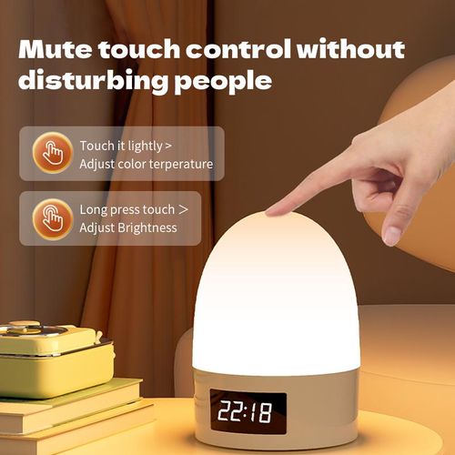 USB Power Lamp Multi-functional Portable Night Light Rechargeable Remote Control Touch Dimmable Adjustable Brightness Clock Function Bedside Sleep Light Baby Eye Protection