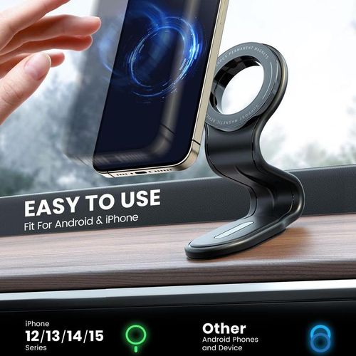 Car Magnetic Phone Holder, Flexible Bendable Aluminum Arm Magnetic Phone Holder, Car Dashboard Cell Phone Mount Compatible with iPhone 15 14 13 Pro Max Mini, Mobile Phone Accessories, Car Cellphone Mount