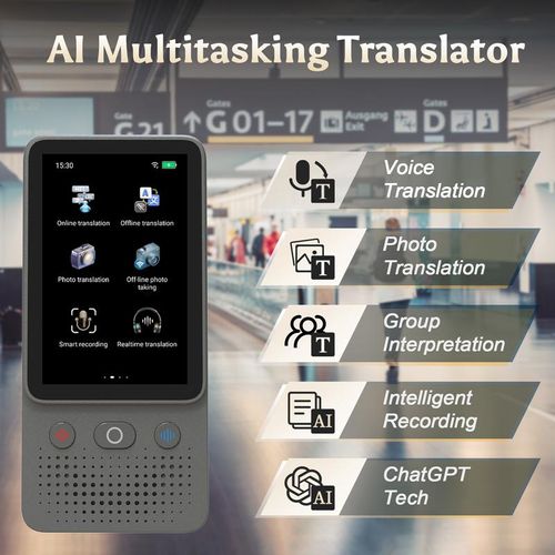 AI Language Translator Device | 138 Languages, Real-Time Voice & Photo Translation | Offline Mode & Touchscreen | Perfect for Travel & Business