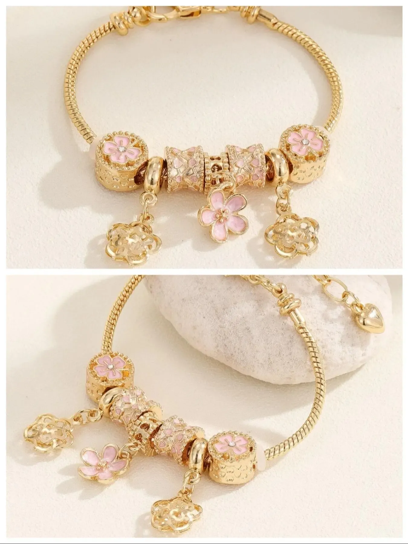 Women's Cute Flower & Rhinestone Fish Tail & Heart Design Bracelet, Fashion Bracelets, Fashion Jewelry for Party, Daily Decor, Trendy All-match & Exquisite Jewelry for Birthday Gift