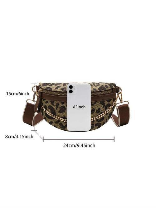 Women's Fashion Leopard Pattern Fanny Pack, Casual Versatile Zipper Chest Bag for Daily Used, Trendy All-match Sling Bag, Waist Bag, Bum Bag