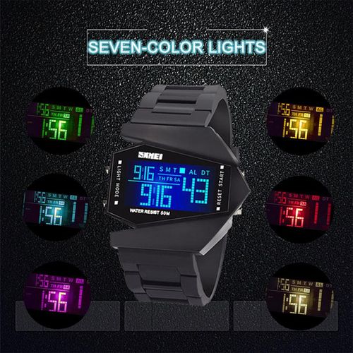 Airplane Watch 7Colors LED Light Waterproof Alarm Calendar