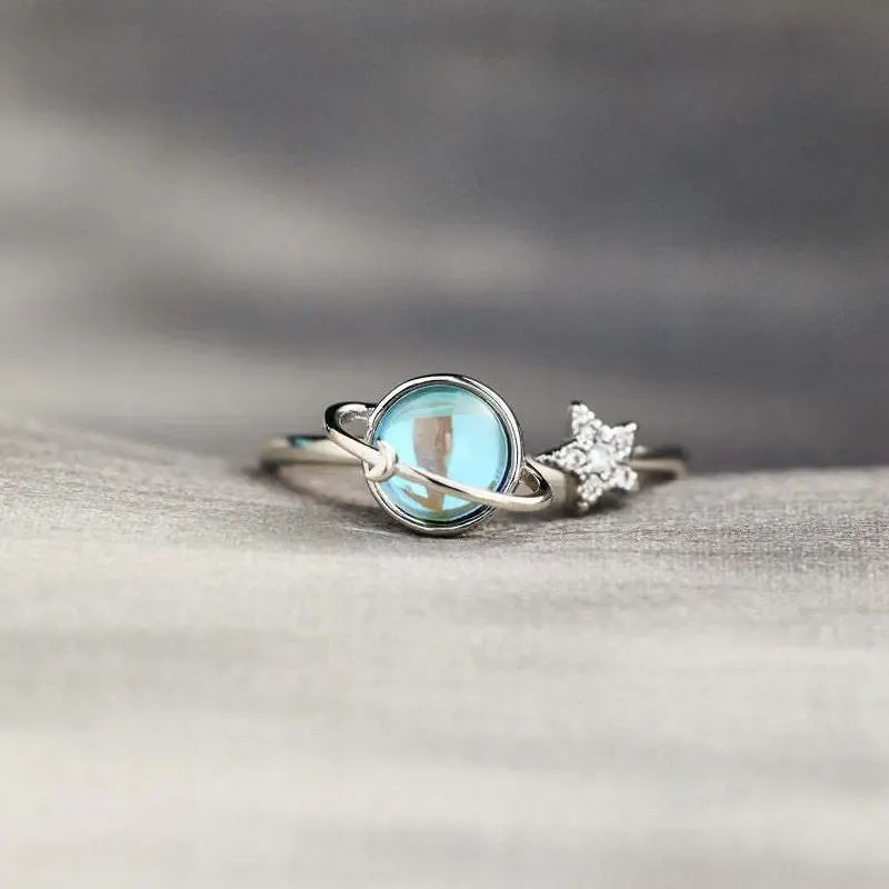 To My Daughter Gift Star & Moon Rotatable Ring for Stress Relief Fidget Ring for Anxiety Relief