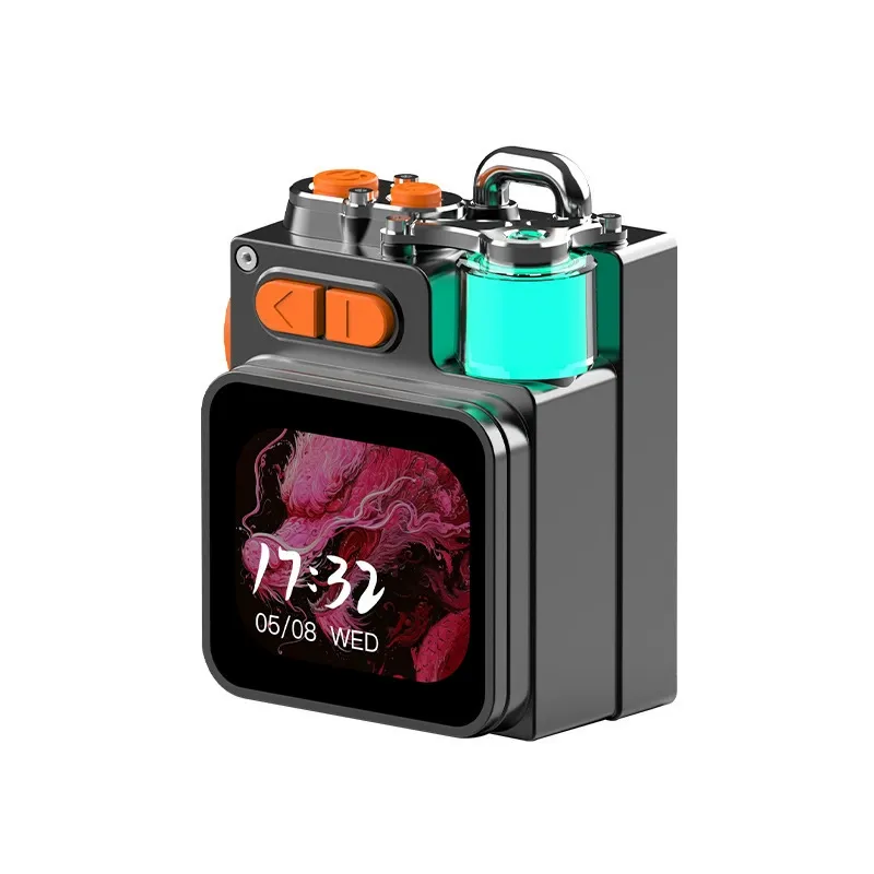 DK08 Multi-Functional Bluetooth Speaker with Screen - Metal Portable Speaker with TF Card Slot, Hands-Free Calling, App Control, Atmosphere Light, Powerful Mini Sound System, Ideal Gift Speaker