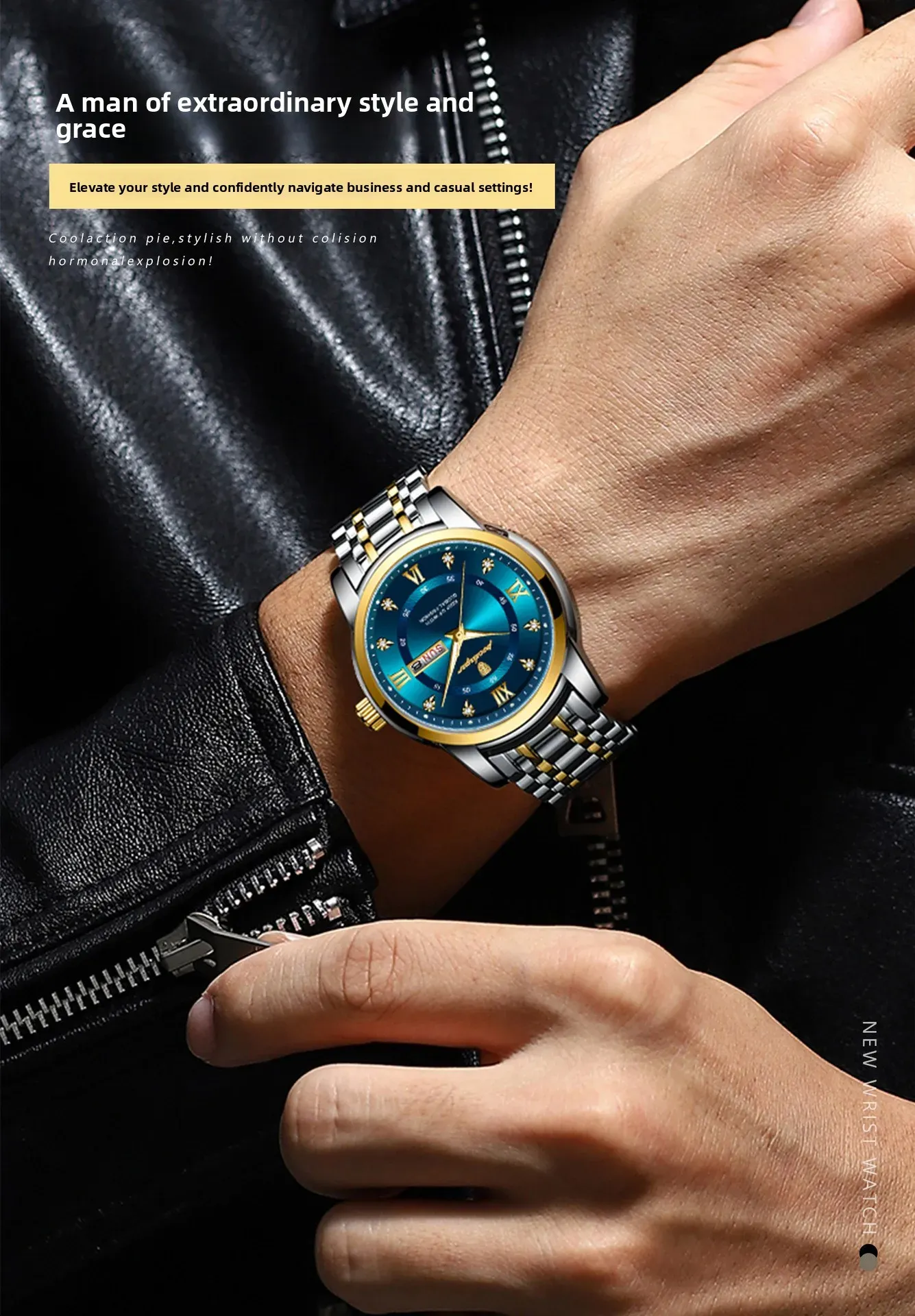 Men's Business Casual Quartz Watch with Round Dial — Stylish Business Series. A versatile and trendy choice suitable for daily wear, as well as an ideal accessory for birthday gifts and party outfits. (Watch box not included.)