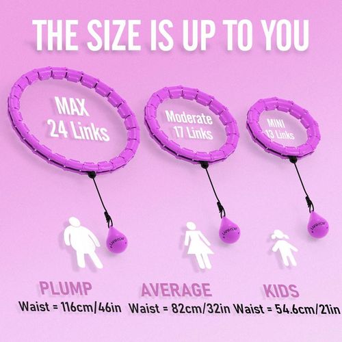 Weighted Hula Circle for Adults, Infinity Hoop Fit Plus Size 47 Inch 120cm, Include 24 Detachable Links and Waist Trainer for Women, Home Workout Equipment, Exercise Equipment, Home Training Equipment