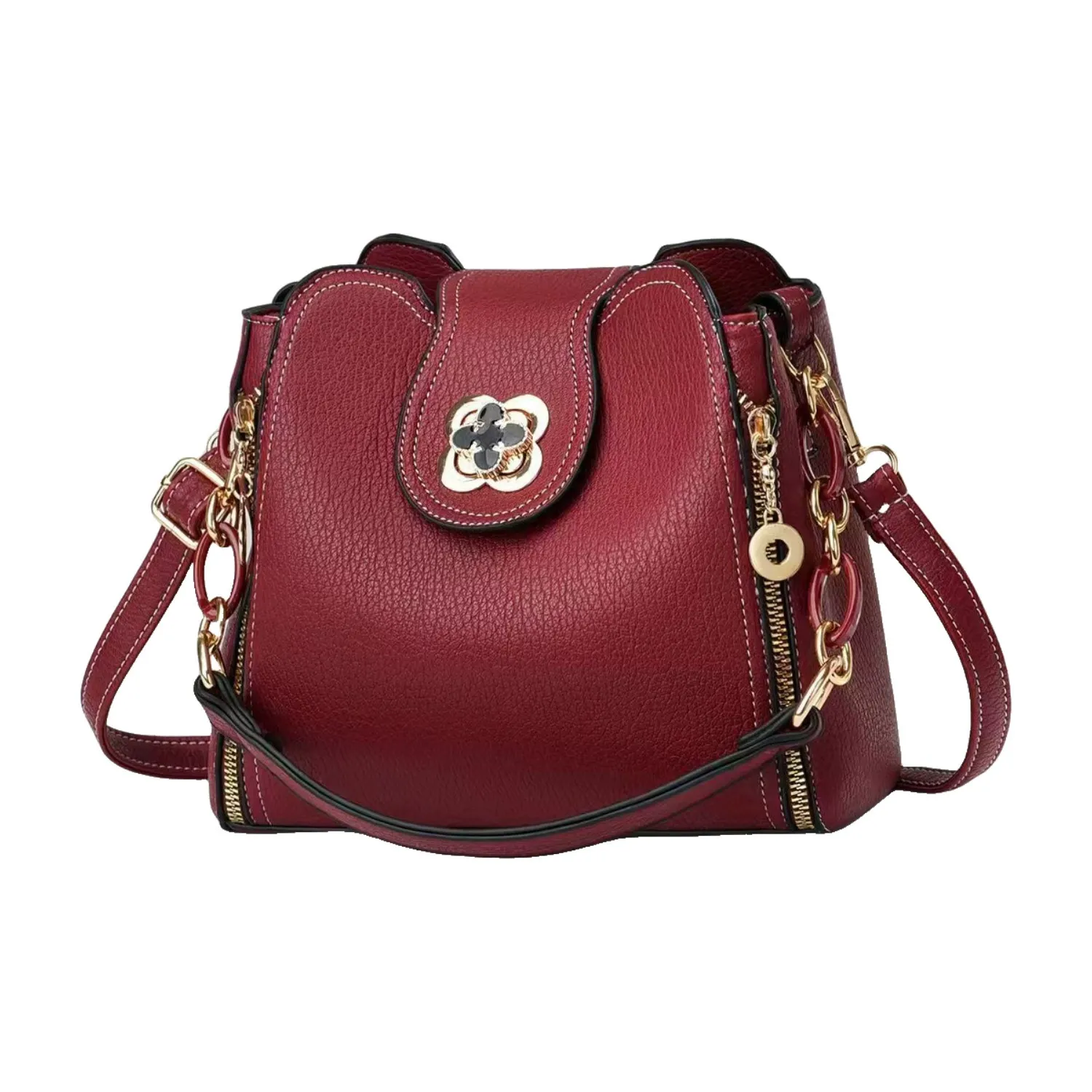 Women's Fashionable Solid Color Shoulder Bag, 2026 New Style Trendy Versatile Buckle Decorated Shoulder Bag, Casual Trendy Versatile Daily Affordable Luxury Bag