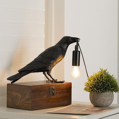 Crow Design Table Lamp, USB Powered Creative Desk Lamp, Desktop Decoration Table Lamp, Decorative Lamp for Bedroom, Living room, Lighting, Resin Table Lamp