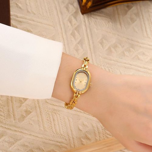 Women's Elegant Oval Dial Quartz Watch, Fashionable Analog Watch for Party, Daily Clothing Decor, Trendy All-match & Exquisite Watch for Birthday Gift, without Box