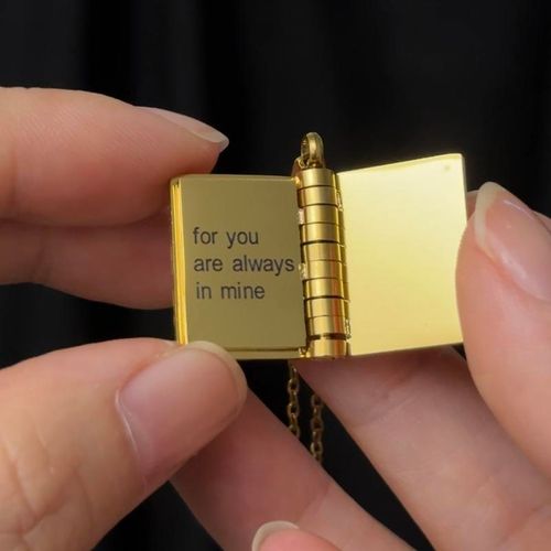 Book Necklace for Granddaughter Titanium Steel Collarbone Necklace - Book Locket with Love Letter Envelope Design, Scratch-Resistant Heart Necklace, Ideal for Daily Wear & Gift
