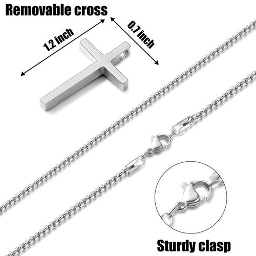 Stainless Steel Cross Necklace for Men and Women (Unisex), Mens Necklaces with 2.5mm Cross Chain  Stainless Steel Cross Necklace