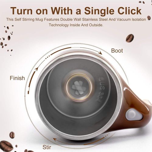 Automatic Magnetic Self Stirring Coffee Mug Rechargeable Stainless Steel Insulated Mixing Cup with Lid for Coffee Milk Tea Hot Chocolate and Protein Powder Christmas Gift