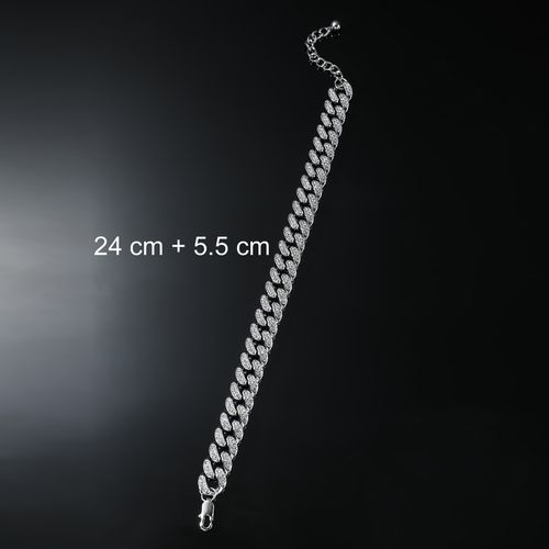 Hip-hop Cool Bling Bling Cuban Link Anklet — Edgy Trendy Men's Biker Punk Style Foot Jewelry