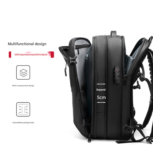 2025 TSA-Approved 40L Vacuum Compression Backpack Waterproof Anti-Theft Business Laptop Bag for Men, 17 Laptop Compartment and Expandable Travel Hiking Pack (Fits 24 Luggage)