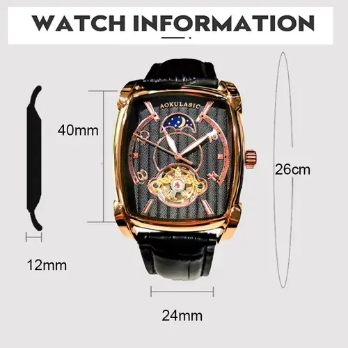 Men's Business Fashion Mechanical Watch, Fashion Waterproof Watch for Party, Daily Clothing Decor, Trendy All-match & Exquisite Watch for Birthday Gift with Box
