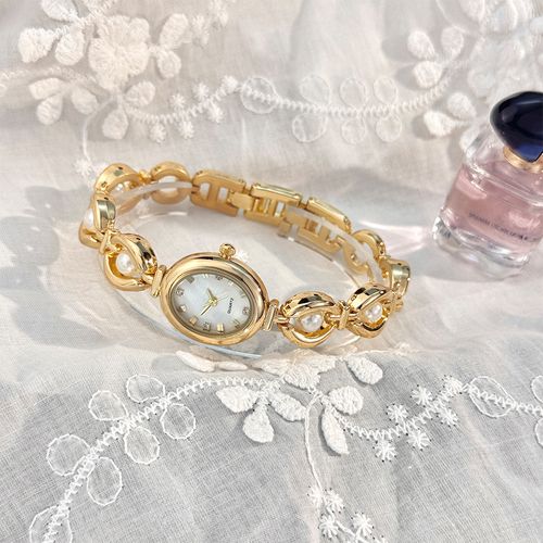 Women's Elegant Fashion Quartz Watch & Faux Pearl Decorated Bracelet, Fashion Watch Set for Party, Daily Decor, Trendy All-match & Exquisite Watch Set for Gift