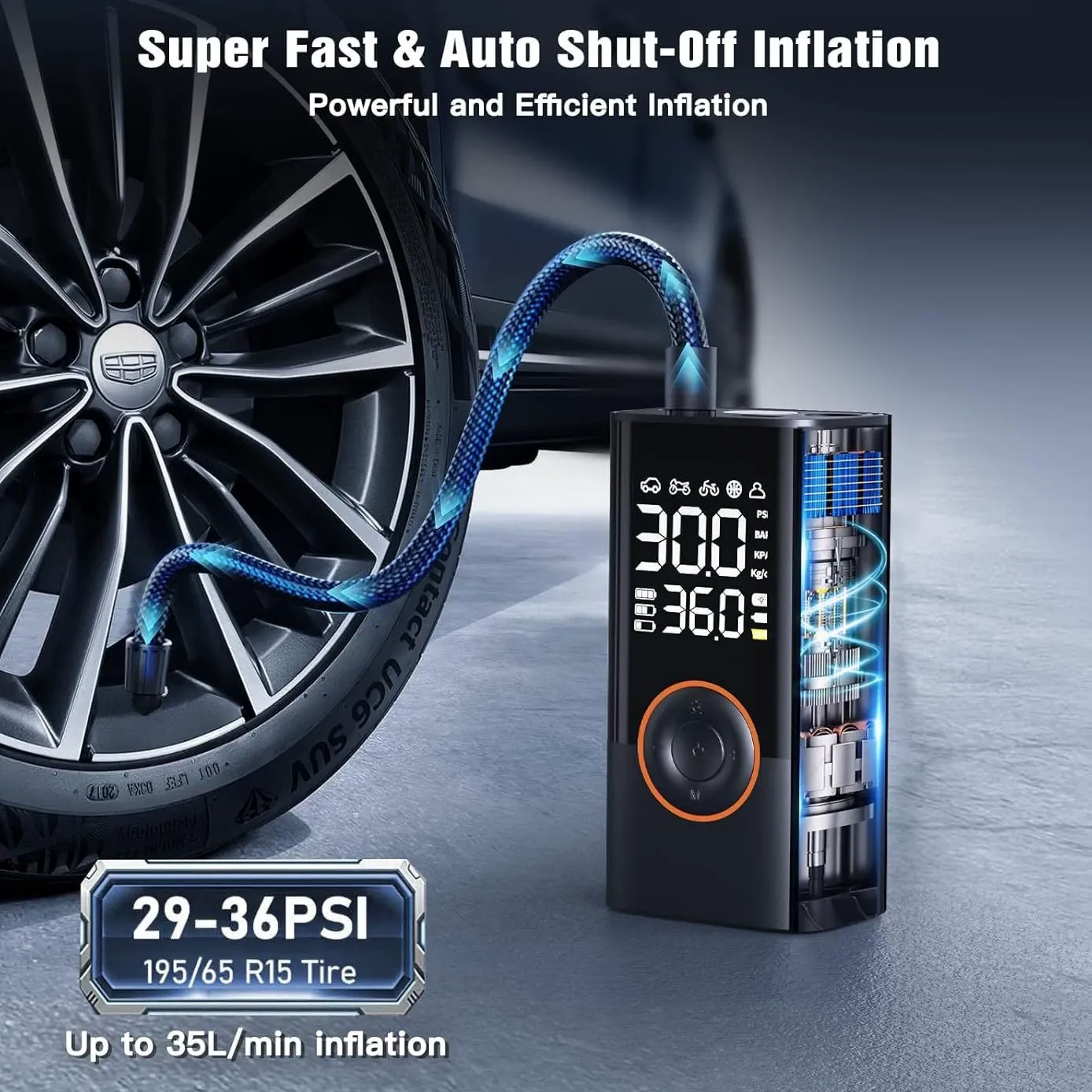 Hot Sale Wireless Car Tire Inflator | Smart Electric Portable Air Pump | Off-Road Vehicle & Bicycle Tire Inflation Pump